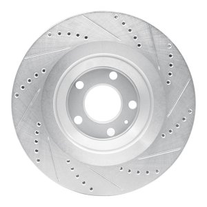 Audi A6 Quattro Brake Rotor (1) - Rear Left - R1 Concepts - Drilled & Slotted - Silver - `05-`11